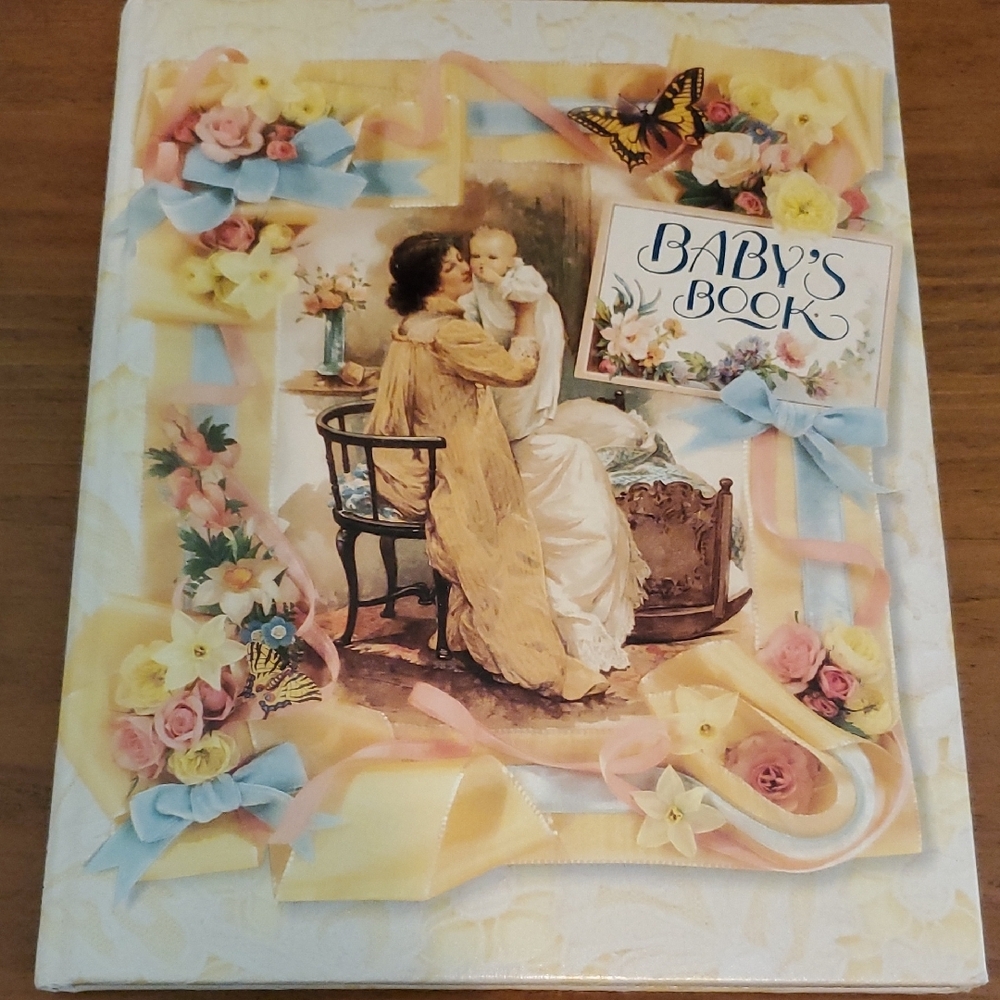 (Unused) Vintage C. R. Gibson Company Baby's Book with Floral Design
